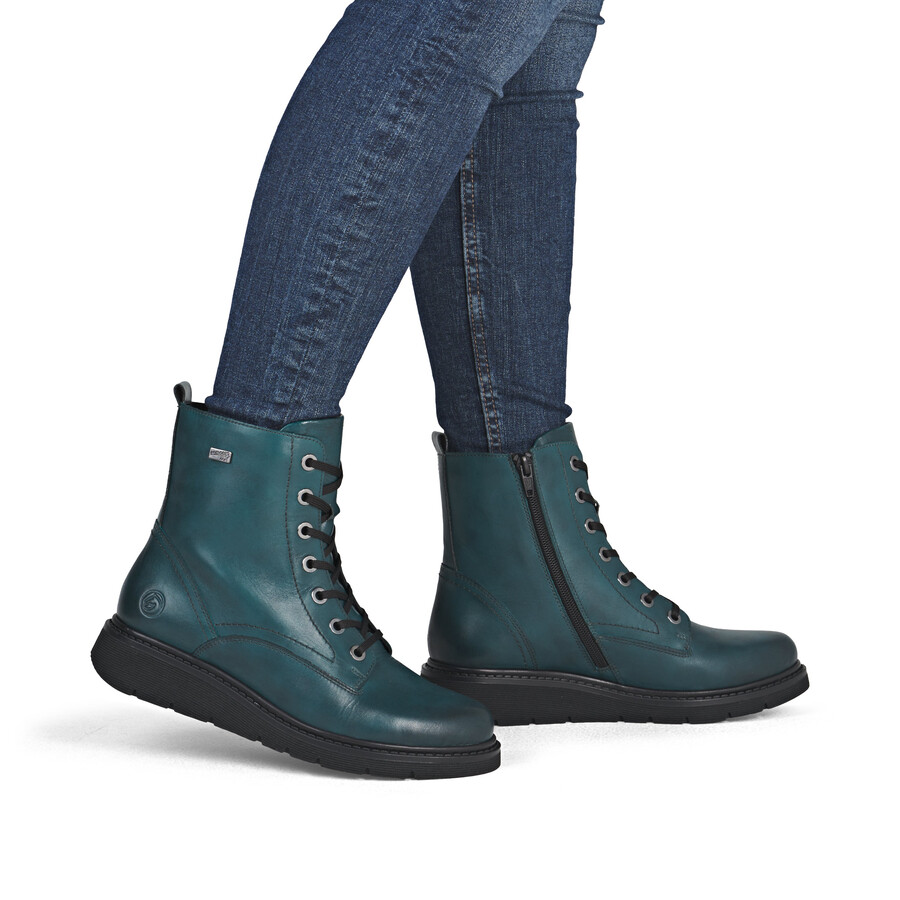 blaue damen-stiefeletten mit reißverschluss remonte d3979-12