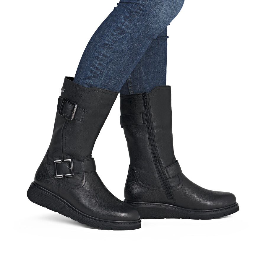 schwarze damenstiefel mit reißverschluss remonte d3980-00
