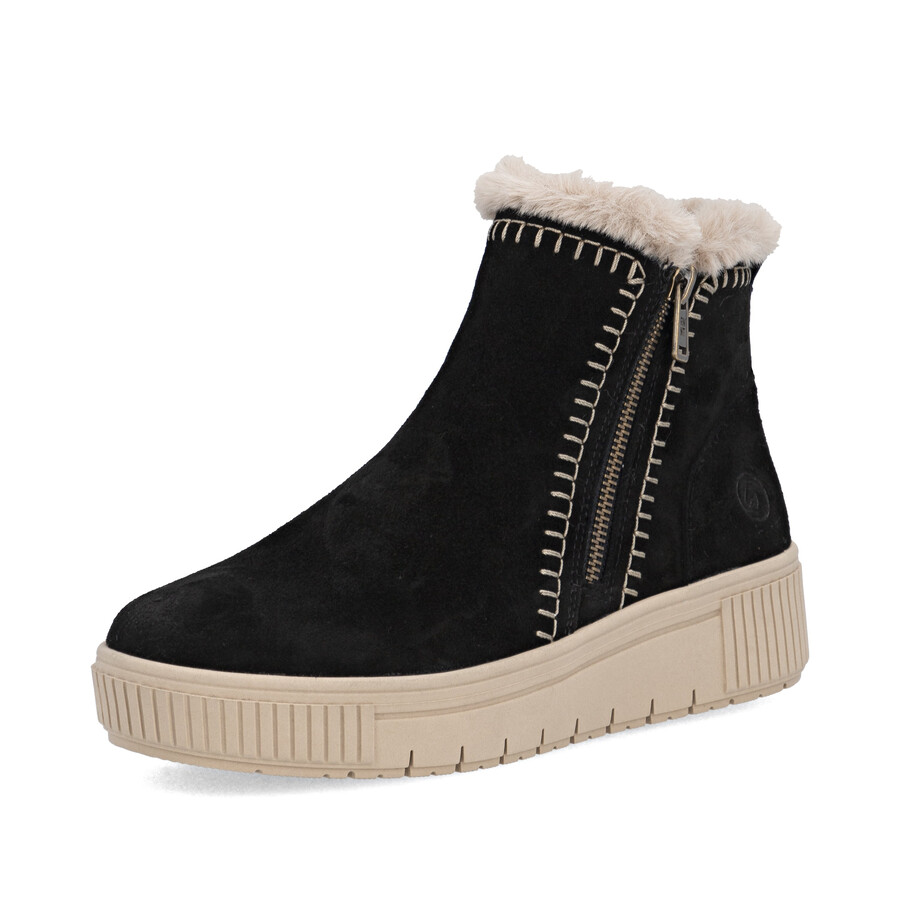 schwarze damen-stiefeletten mit reißverschluss remonte d3b70-03