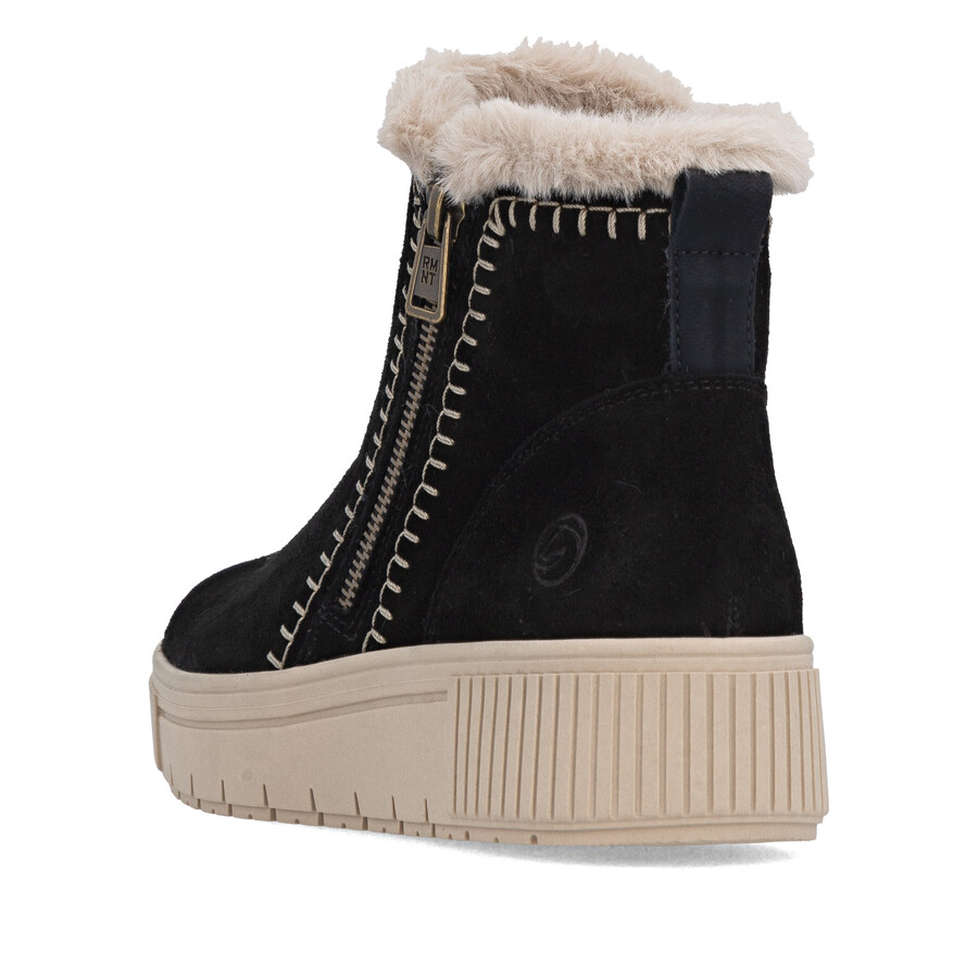 schwarze damen-stiefeletten mit reißverschluss remonte d3b70-03