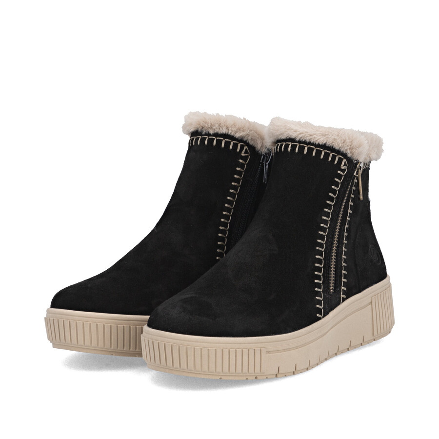 schwarze damen-stiefeletten mit reißverschluss remonte d3b70-03