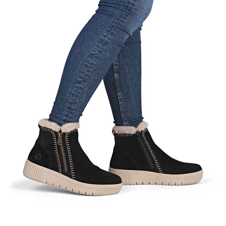 schwarze damen-stiefeletten mit reißverschluss remonte d3b70-03