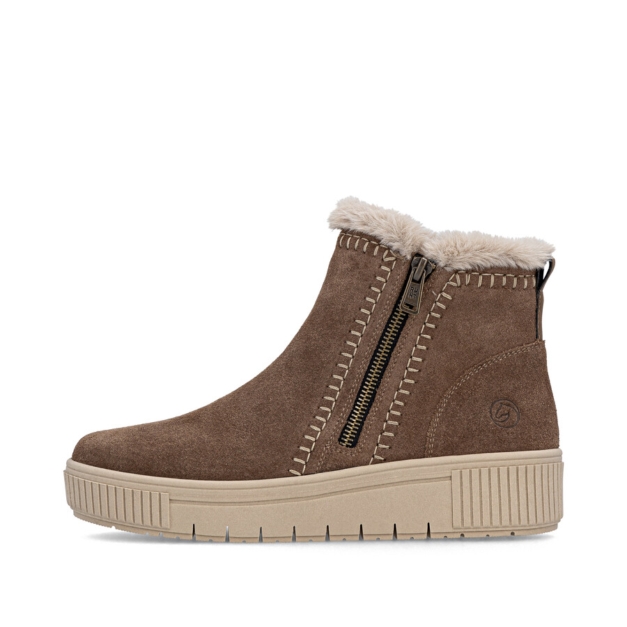 braune damenstiefel mit reißverschluss remonte d3b70-20