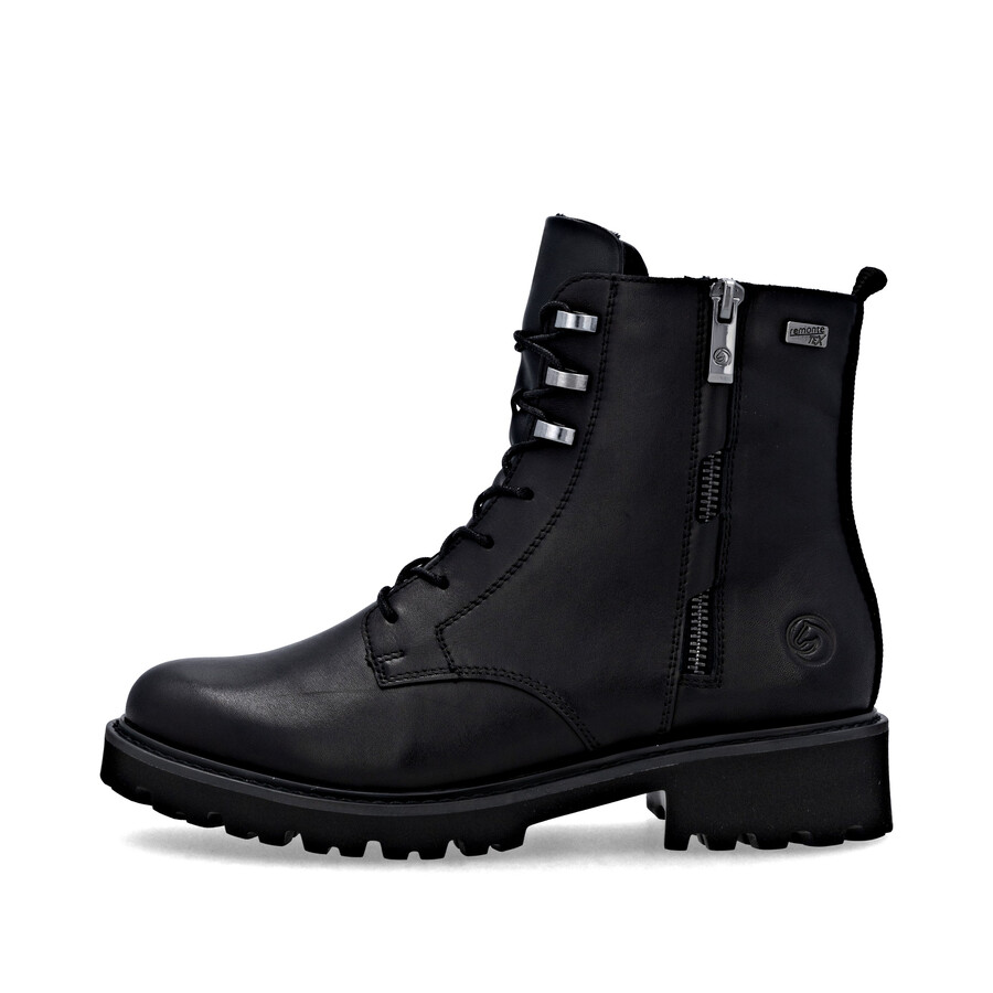 schwarze damen-stiefeletten mit reißverschluss remonte d8656-00