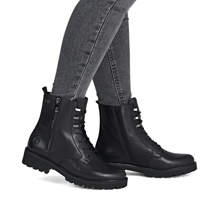 schwarze damen-stiefeletten mit reißverschluss remonte d8656-00