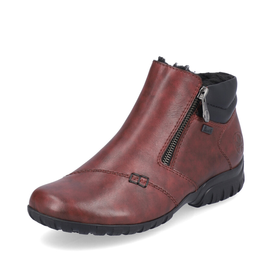 rote damen-stiefel mit reißverschluss rieker l4655-35