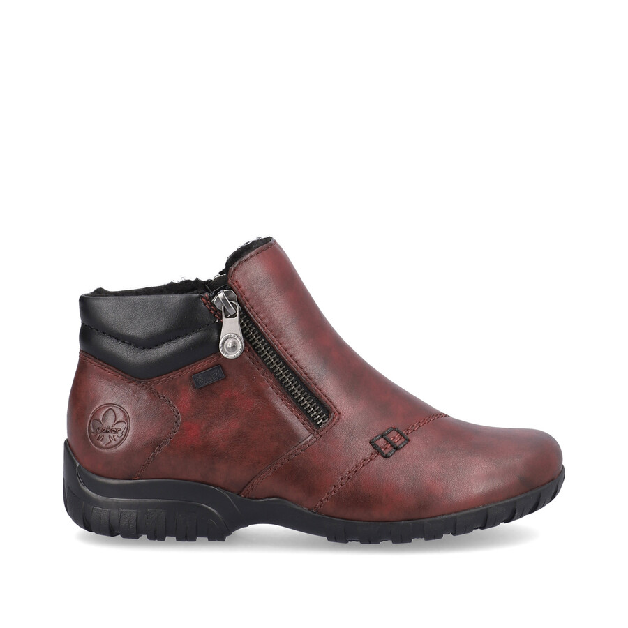 rote damen-stiefel mit reißverschluss rieker l4655-35