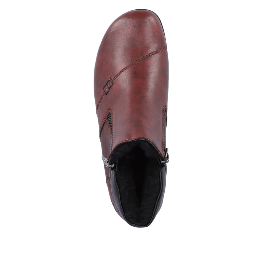 rote damen-stiefel mit reißverschluss rieker l4655-35