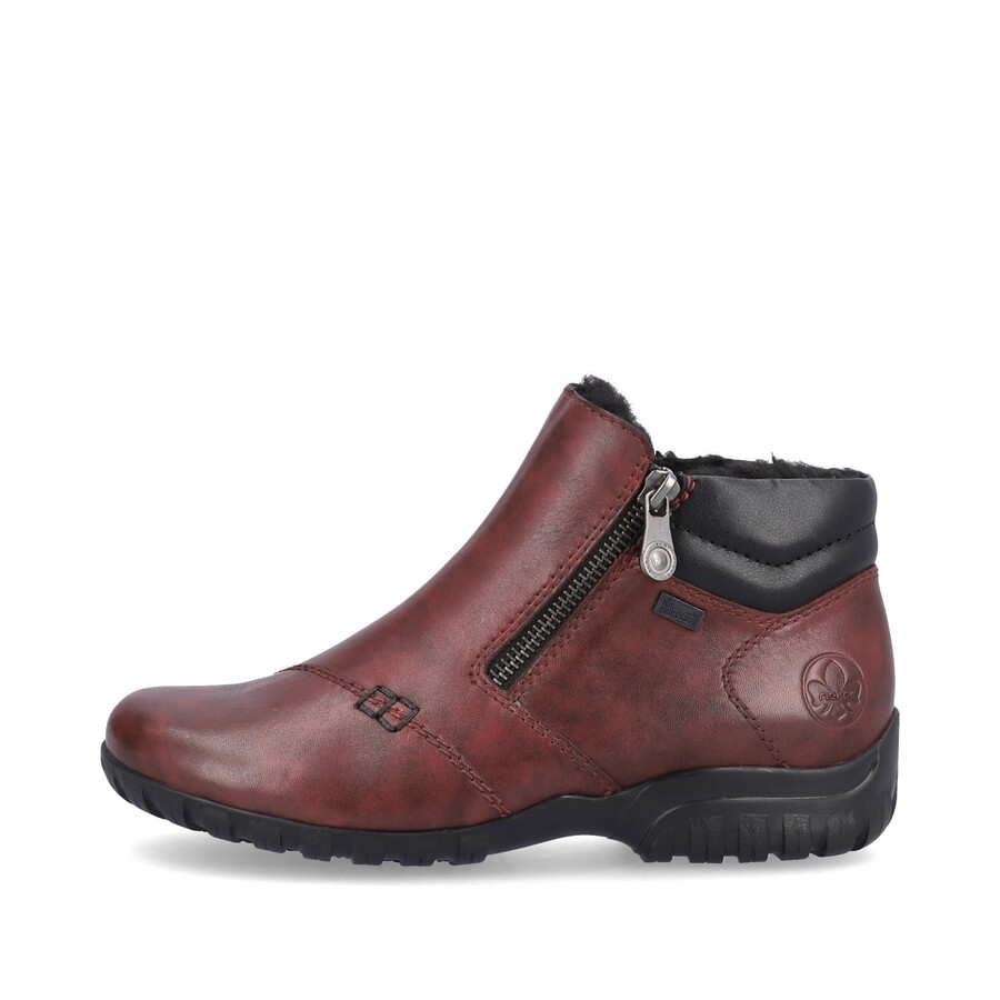 rote damen-stiefel mit reißverschluss rieker l4655-35