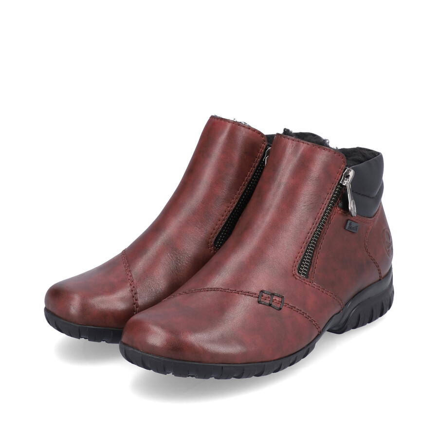 rote damen-stiefel mit reißverschluss rieker l4655-35