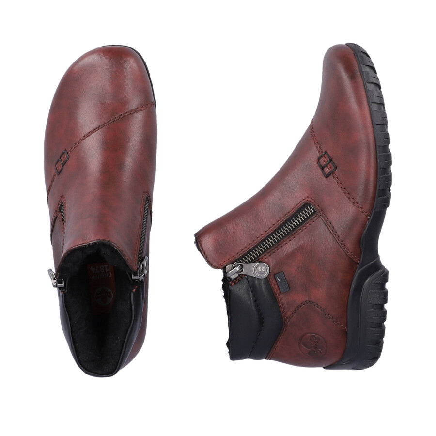 rote damen-stiefel mit reißverschluss rieker l4655-35
