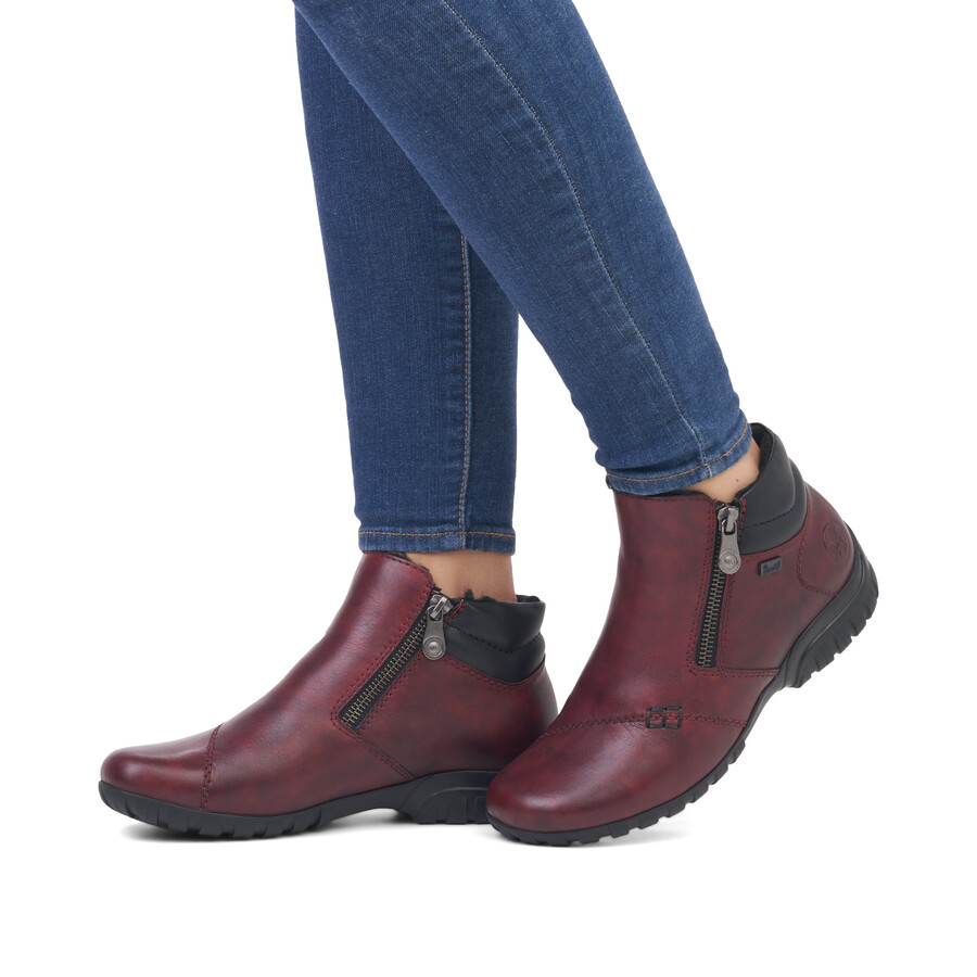 rote damen-stiefel mit reißverschluss rieker l4655-35