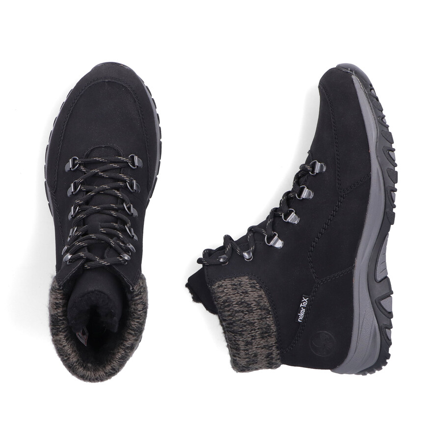 schwarze elastische stiefel für damen rieker m9610-00