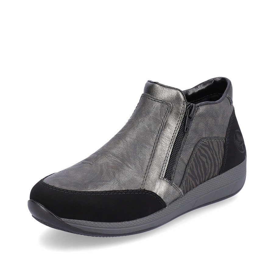 graue damen-stiefel mit reißverschluss rieker n1152-42