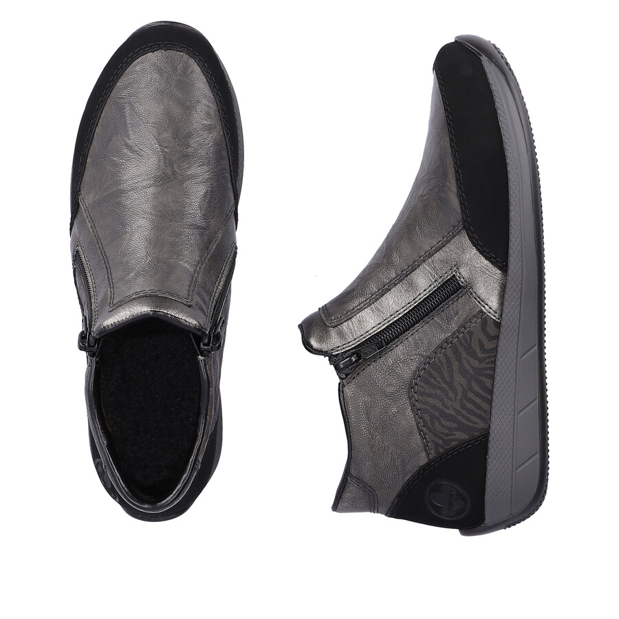 graue damen-stiefel mit reißverschluss rieker n1152-42
