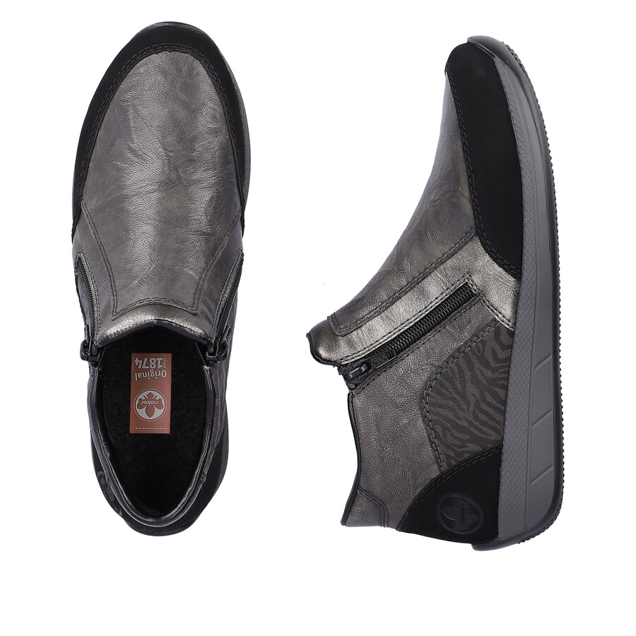 graue damen-stiefel mit reißverschluss rieker n1152-42