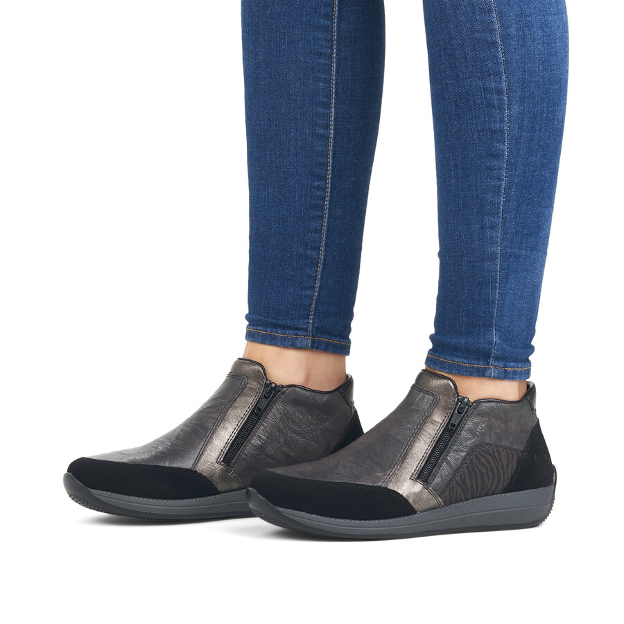 graue damen-stiefel mit reißverschluss rieker n1152-42