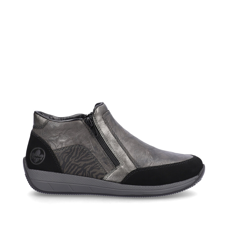 graue damen-stiefel mit reißverschluss rieker n1152-42