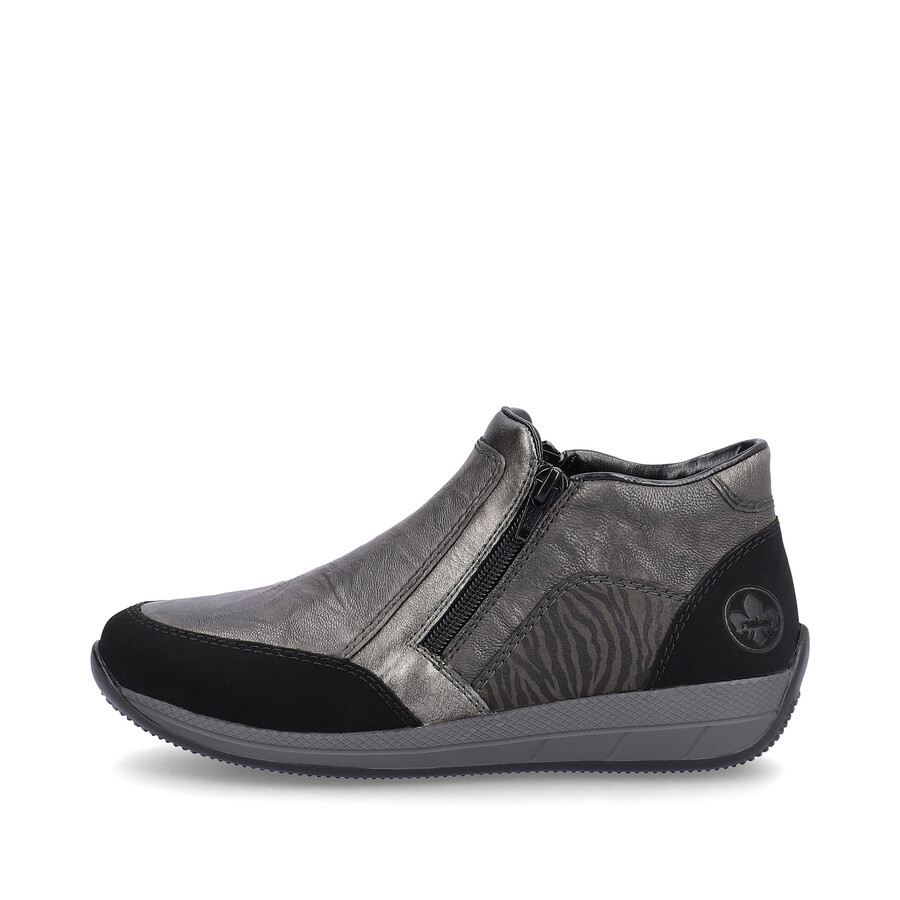 graue damen-stiefel mit reißverschluss rieker n1152-42
