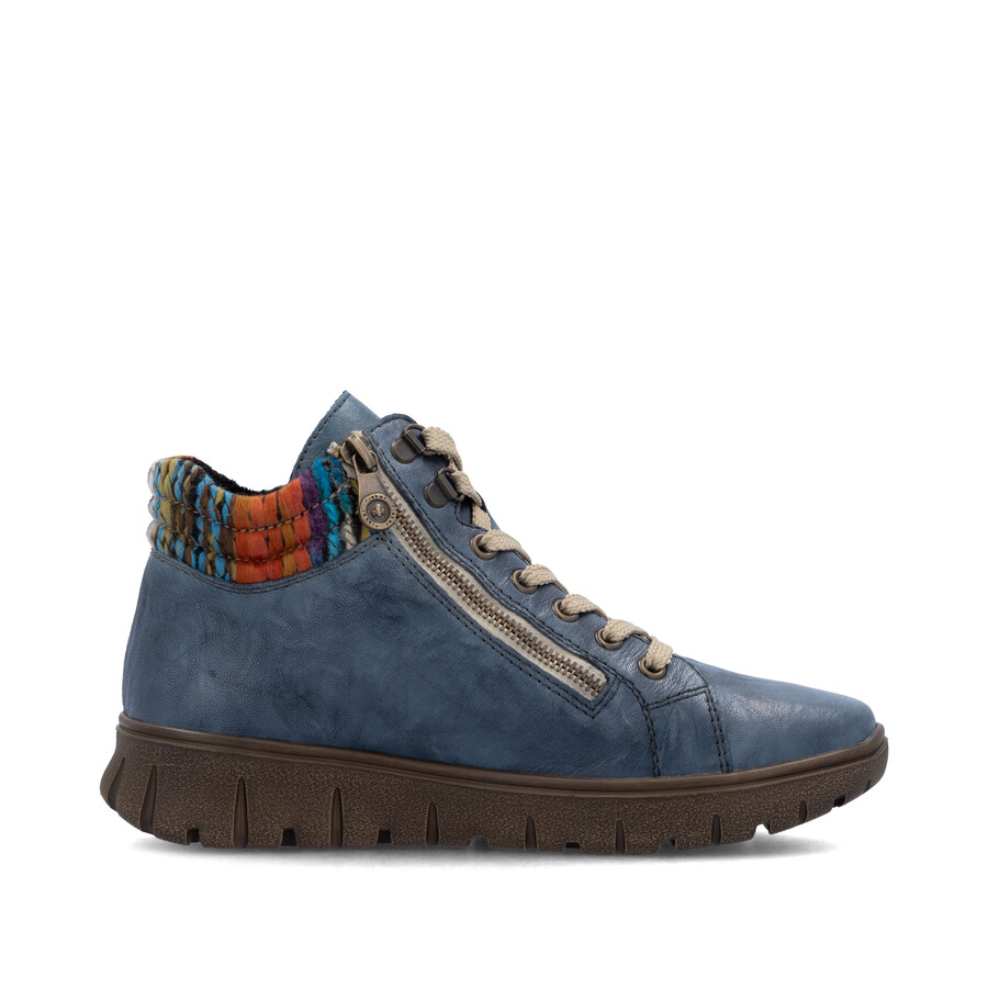blaue damen-stiefel mit reißverschluss rieker n1305-14