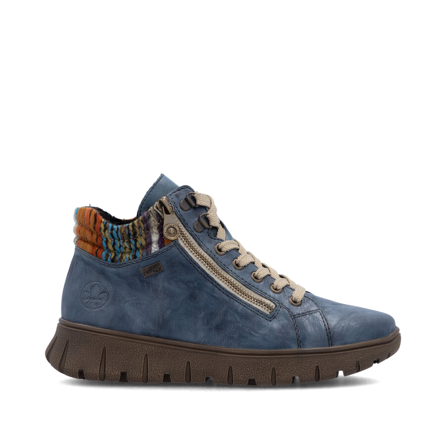 blaue damen-stiefel mit reißverschluss rieker n1305-14