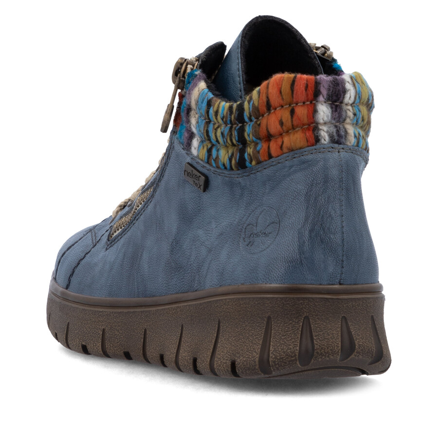 blaue damen-stiefel mit reißverschluss rieker n1305-14
