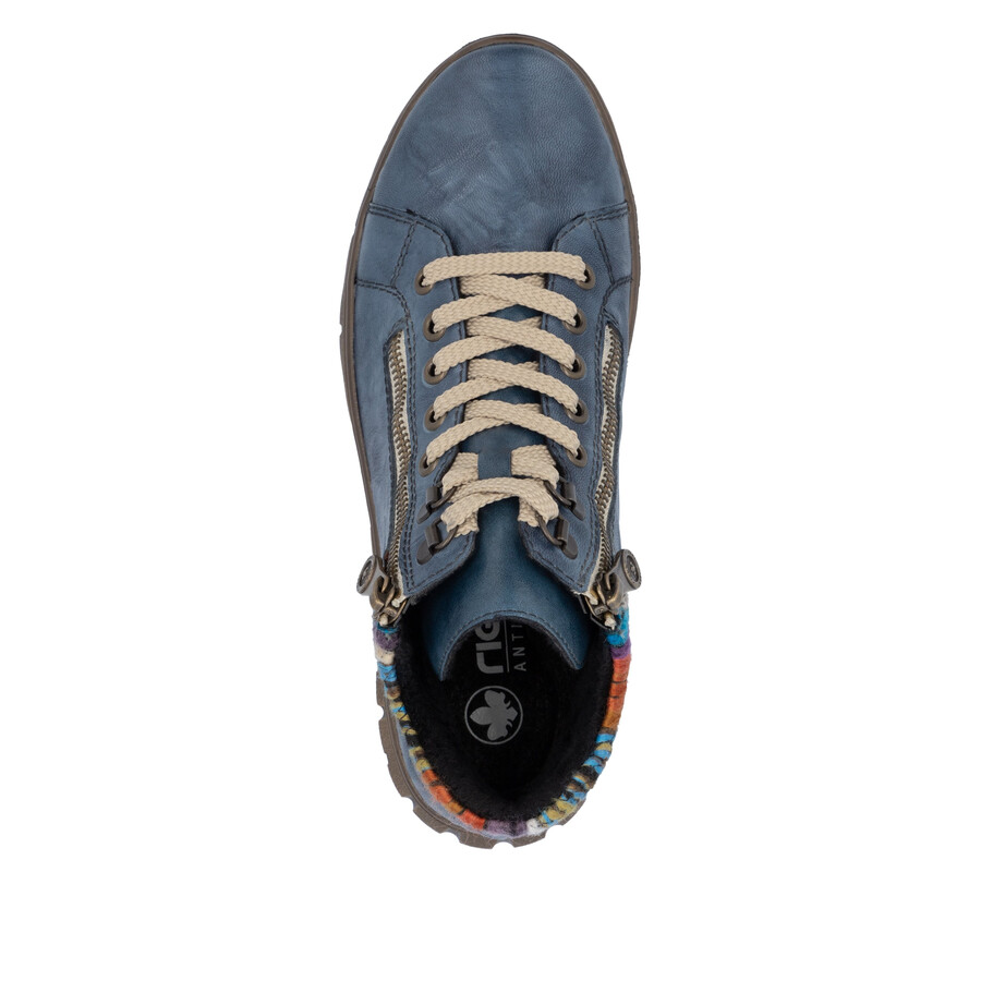 blaue damen-stiefel mit reißverschluss rieker n1305-14