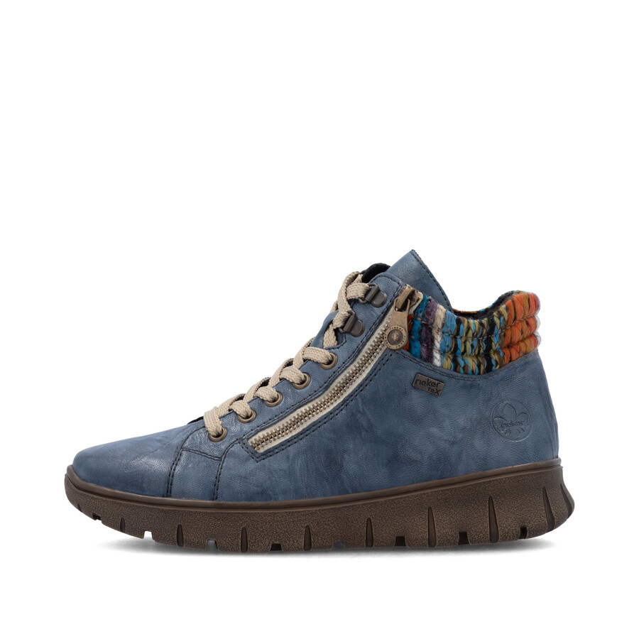 blaue damen-stiefel mit reißverschluss rieker n1305-14