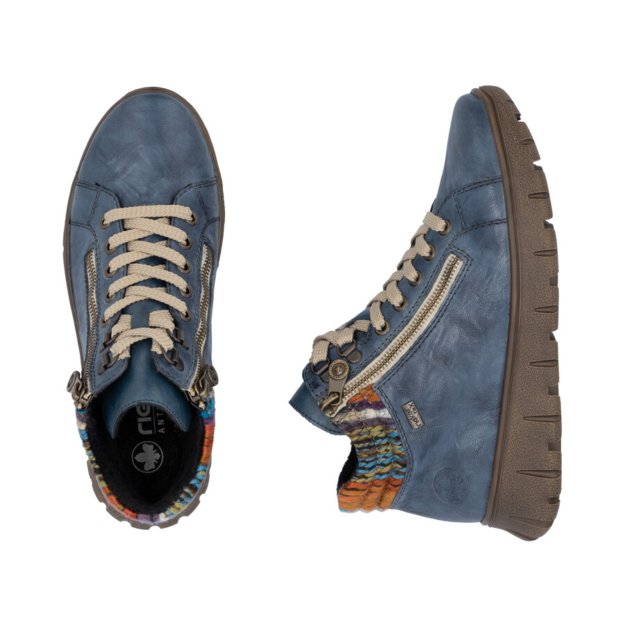 blaue damen-stiefel mit reißverschluss rieker n1305-14