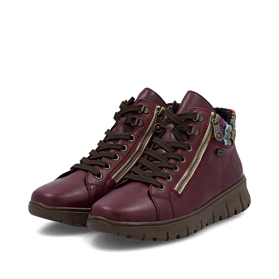 rote damen-stiefel mit reißverschluss rieker n1305-35