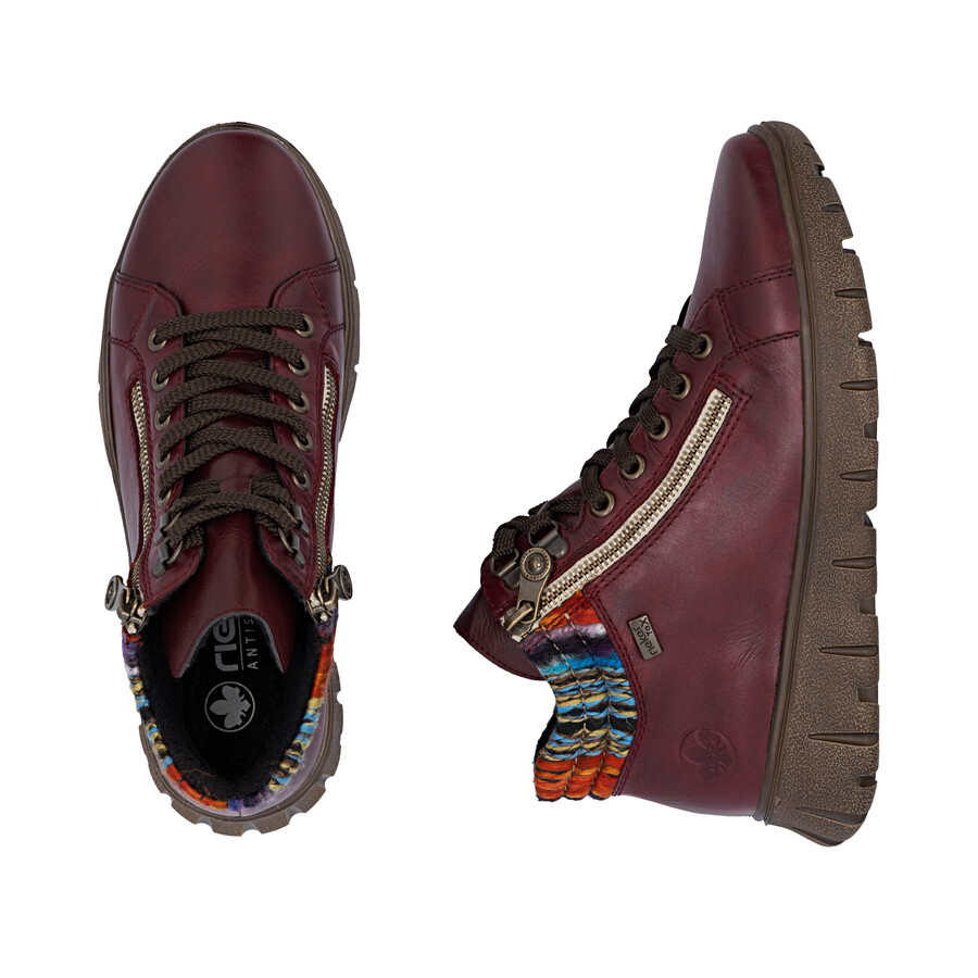 rote damen-stiefel mit reißverschluss rieker n1305-35