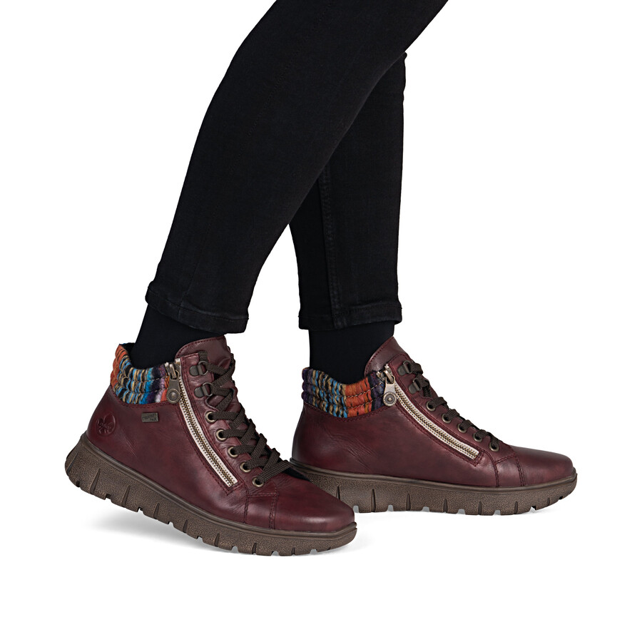 rote damen-stiefel mit reißverschluss rieker n1305-35
