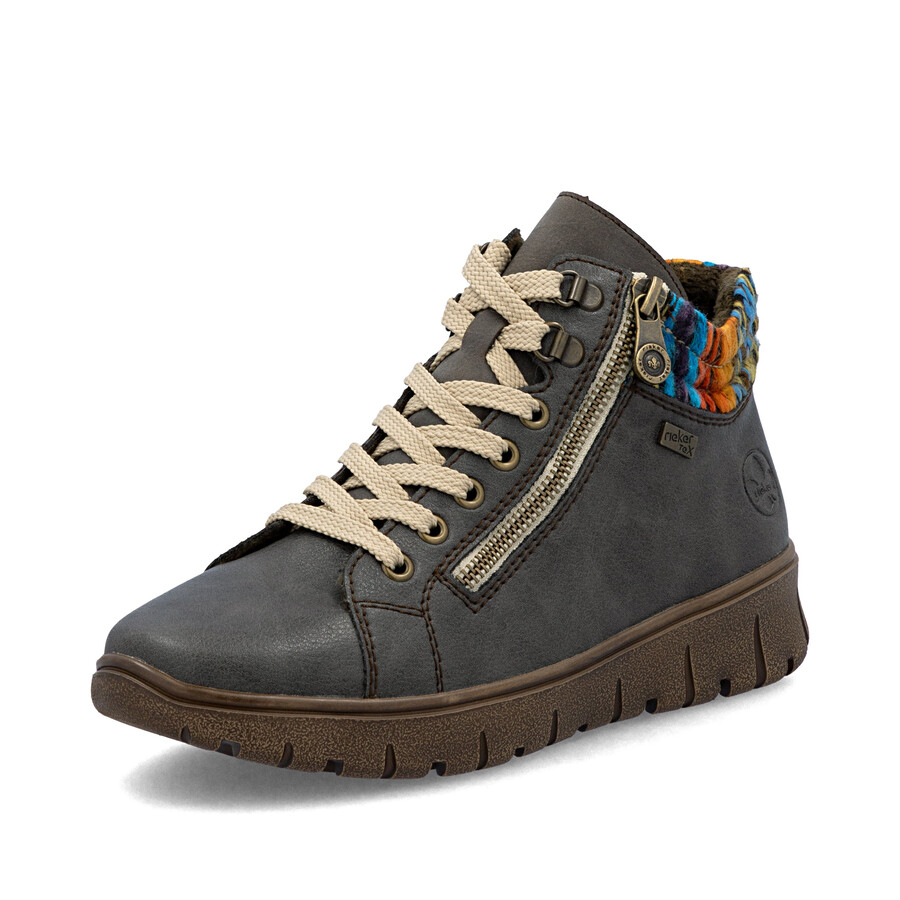 graue damen-stiefel mit reißverschluss rieker n1305-45