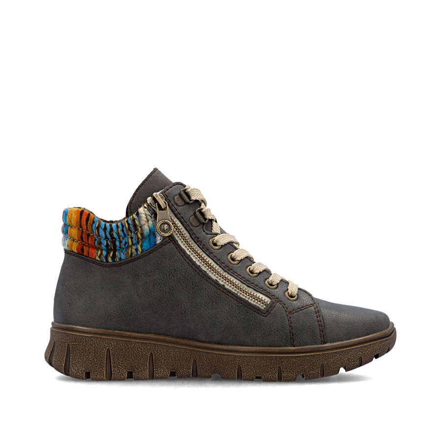 graue damen-stiefel mit reißverschluss rieker n1305-45