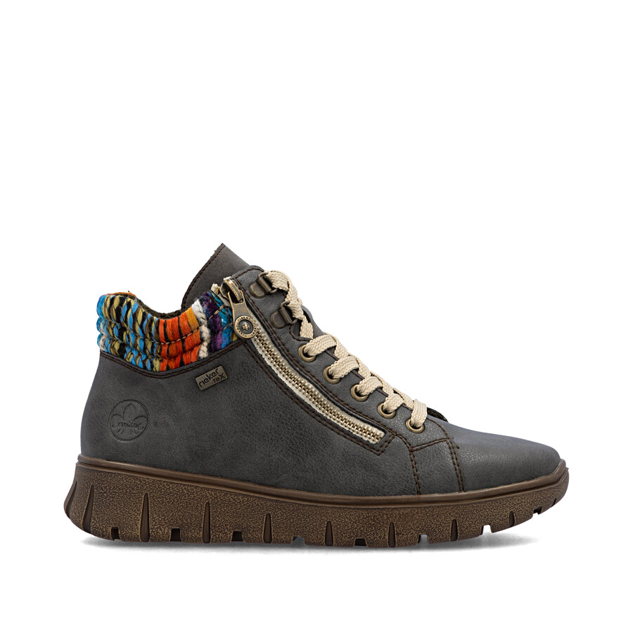 graue damen-stiefel mit reißverschluss rieker n1305-45
