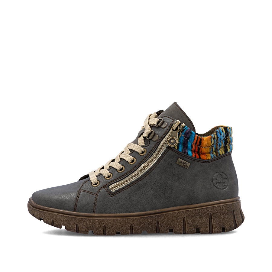 graue damen-stiefel mit reißverschluss rieker n1305-45
