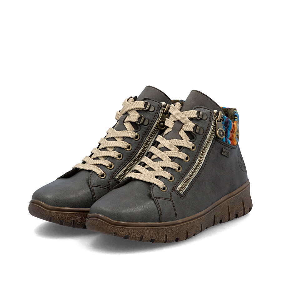 graue damen-stiefel mit reißverschluss rieker n1305-45