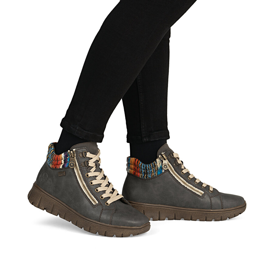 graue damen-stiefel mit reißverschluss rieker n1305-45