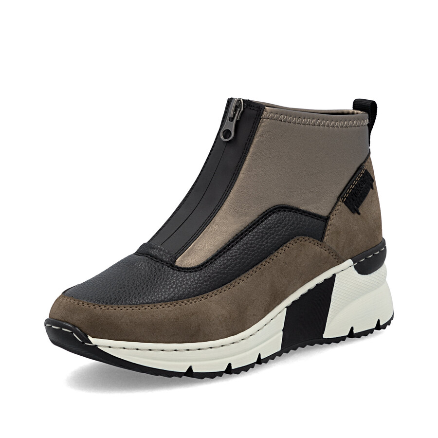 braune damen-stiefel mit reißverschluss rieker n6352-25