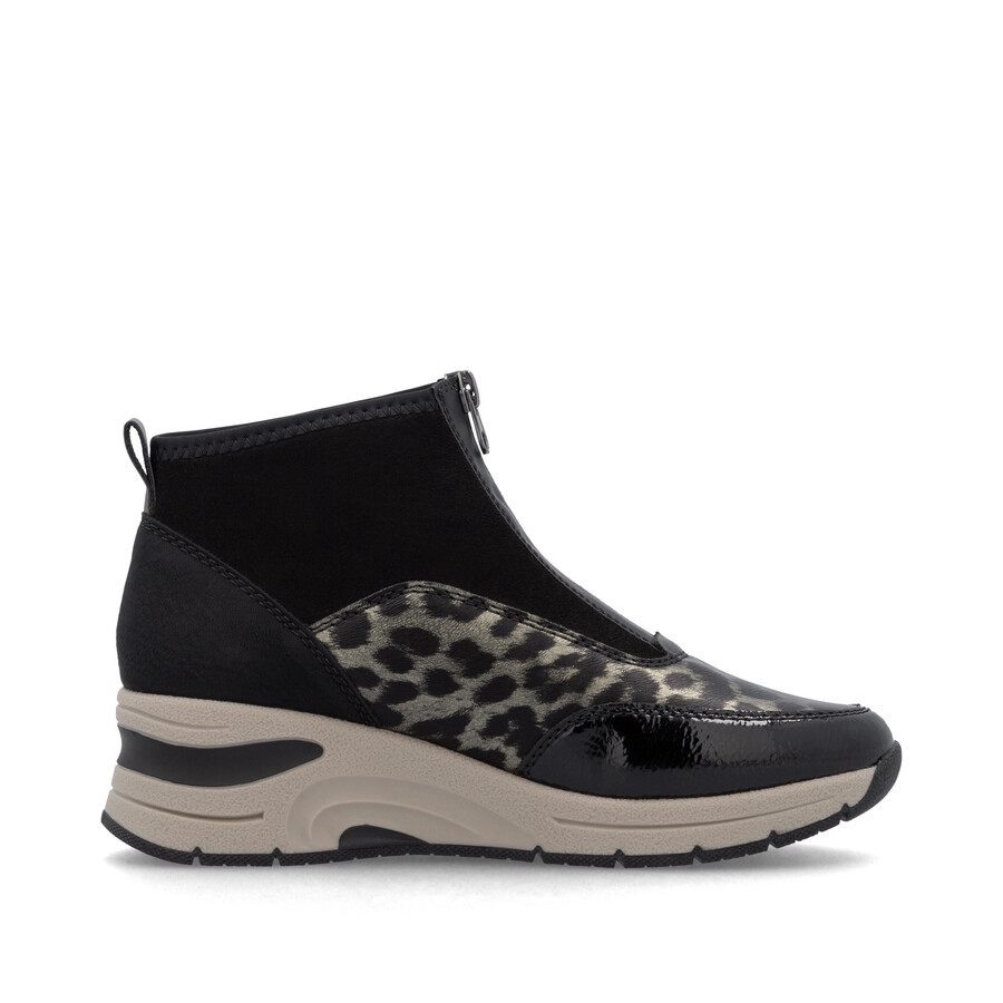 schwarze damen-stiefel mit reißverschluss rieker n9362-00