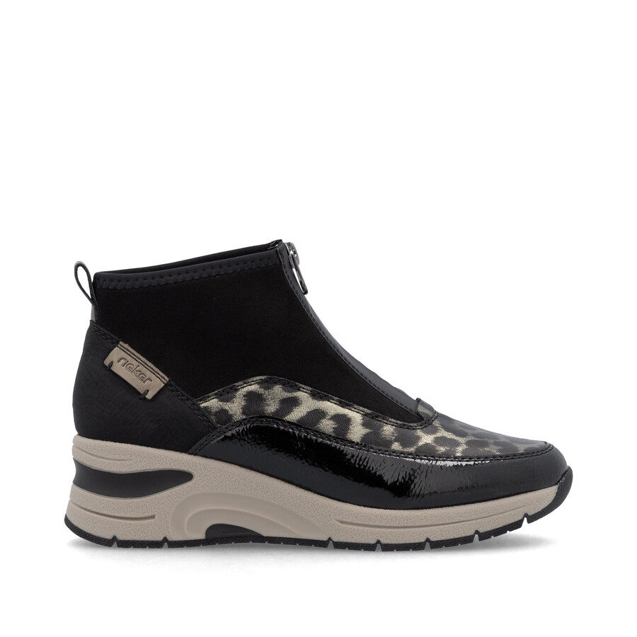 schwarze damen-stiefel mit reißverschluss rieker n9362-00