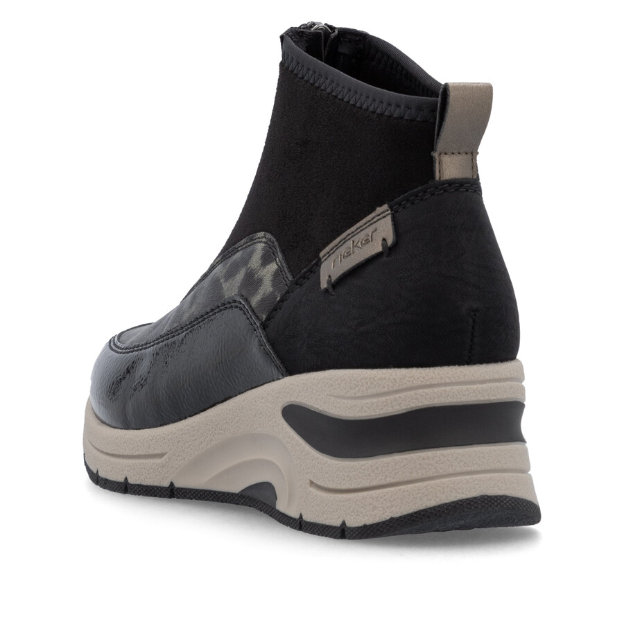 schwarze damen-stiefel mit reißverschluss rieker n9362-00
