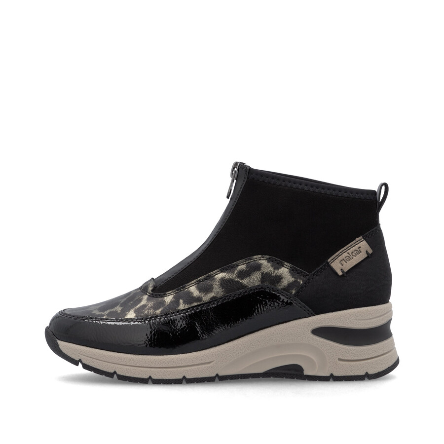 schwarze damen-stiefel mit reißverschluss rieker n9362-00