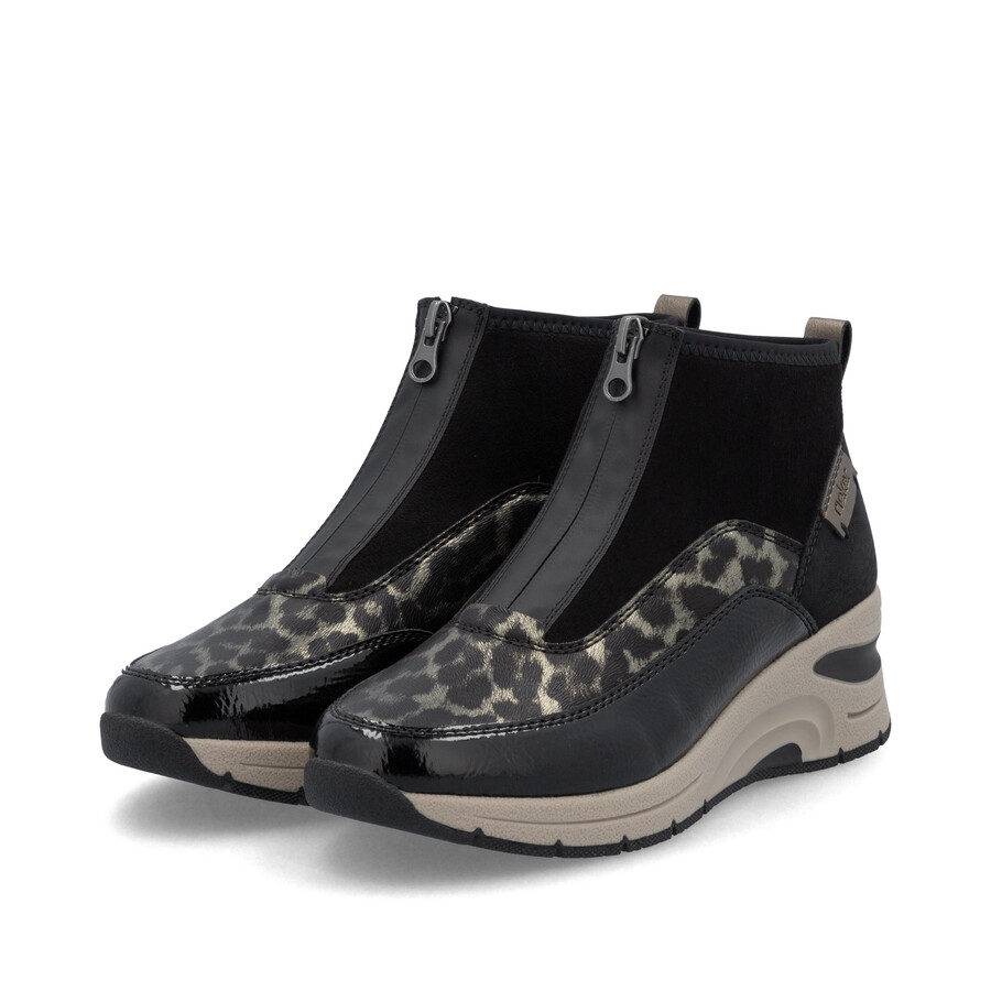 schwarze damen-stiefel mit reißverschluss rieker n9362-00