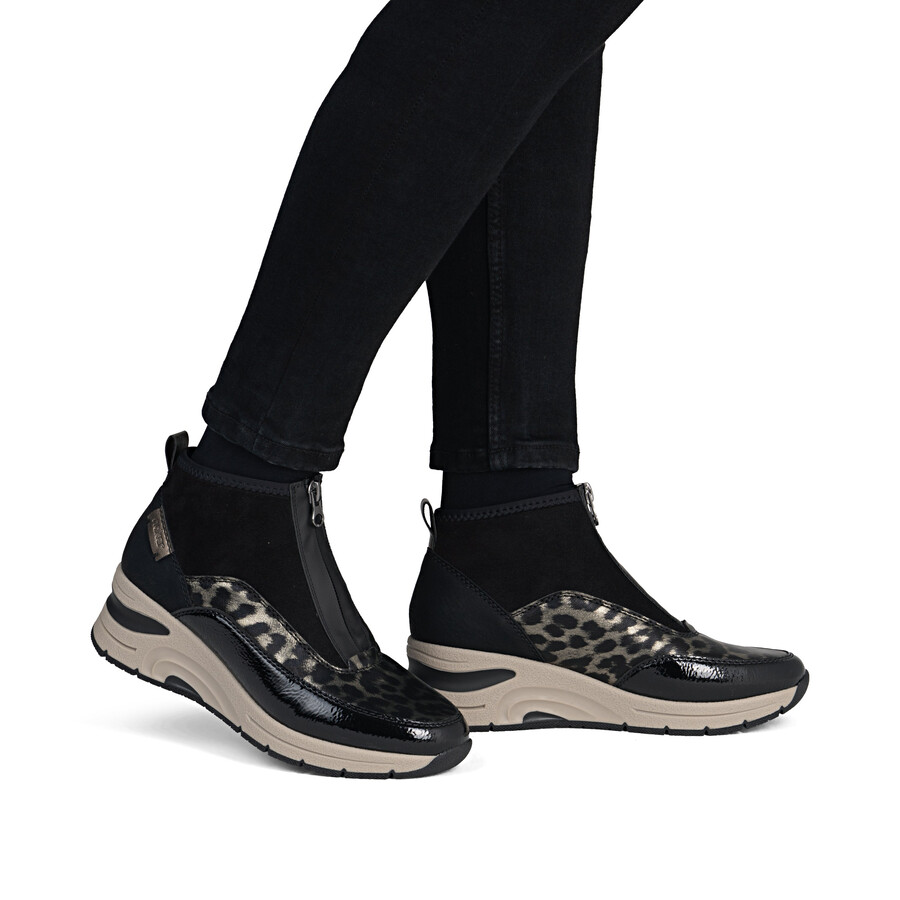 schwarze damen-stiefel mit reißverschluss rieker n9362-00