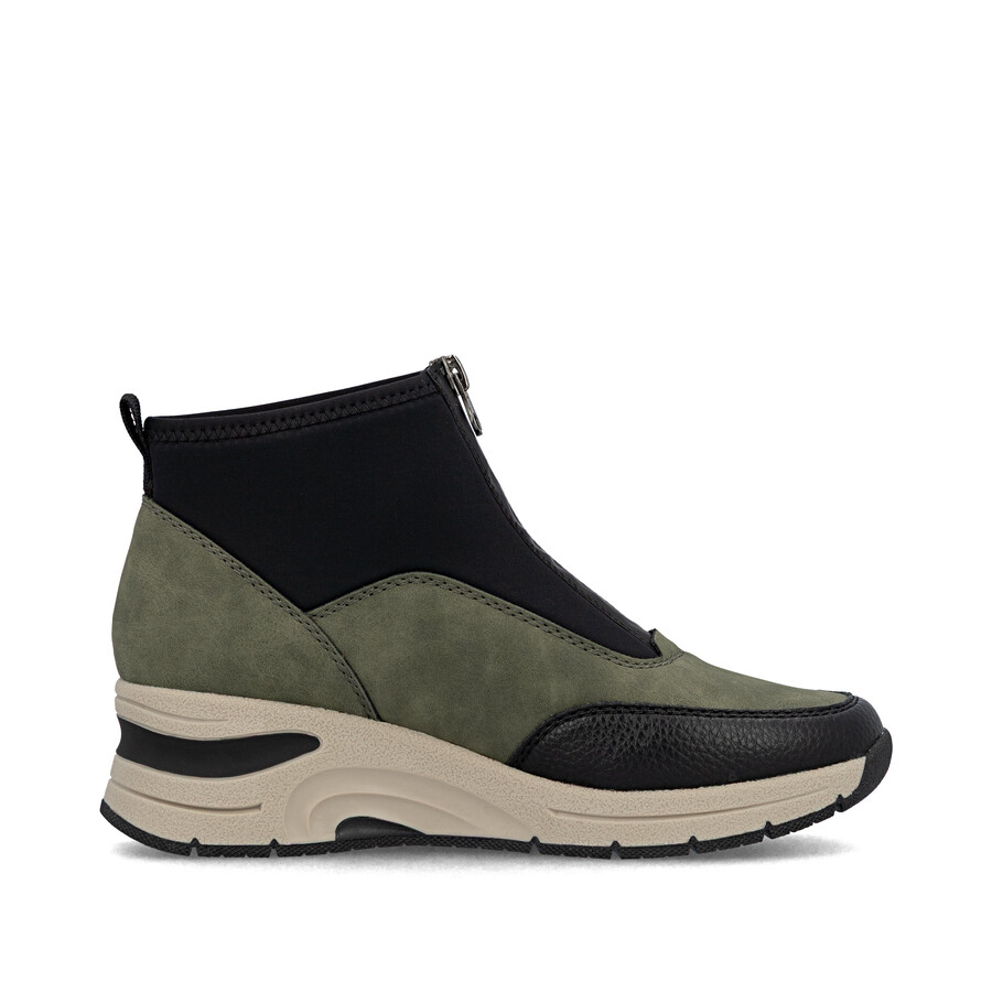 grüne damen-stiefel mit reißverschluss rieker n9362-54