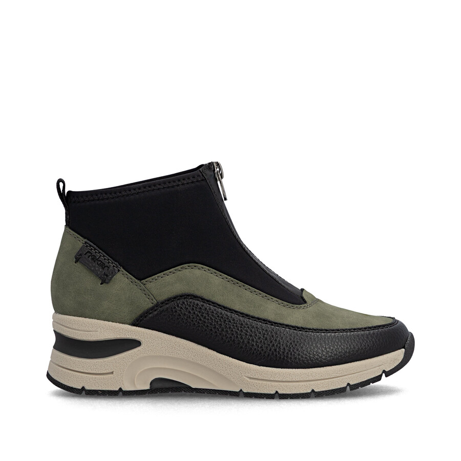 grüne damen-stiefel mit reißverschluss rieker n9362-54