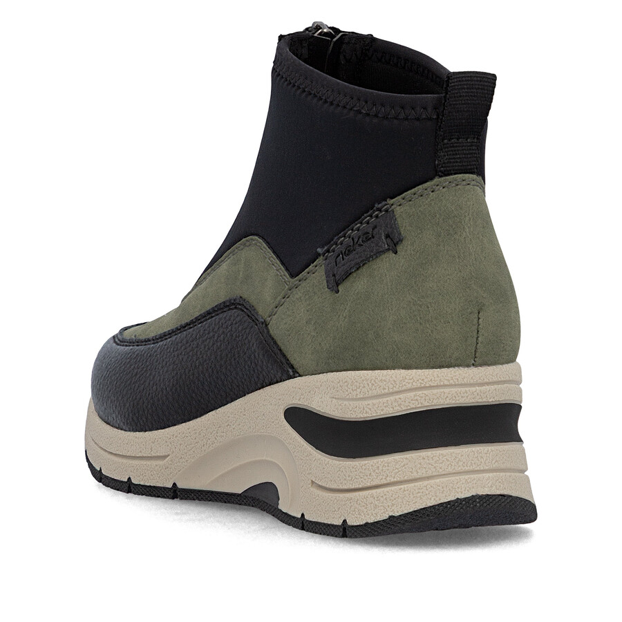 grüne damen-stiefel mit reißverschluss rieker n9362-54