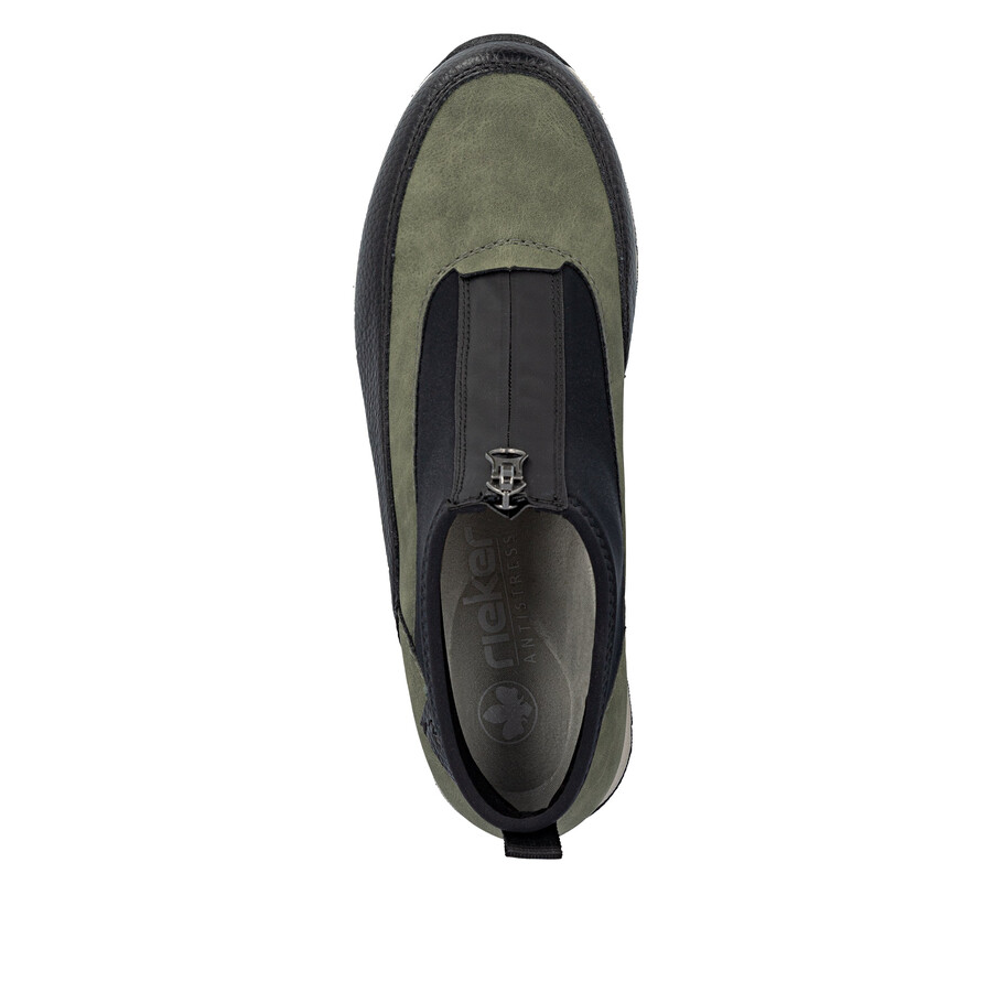 grüne damen-stiefel mit reißverschluss rieker n9362-54