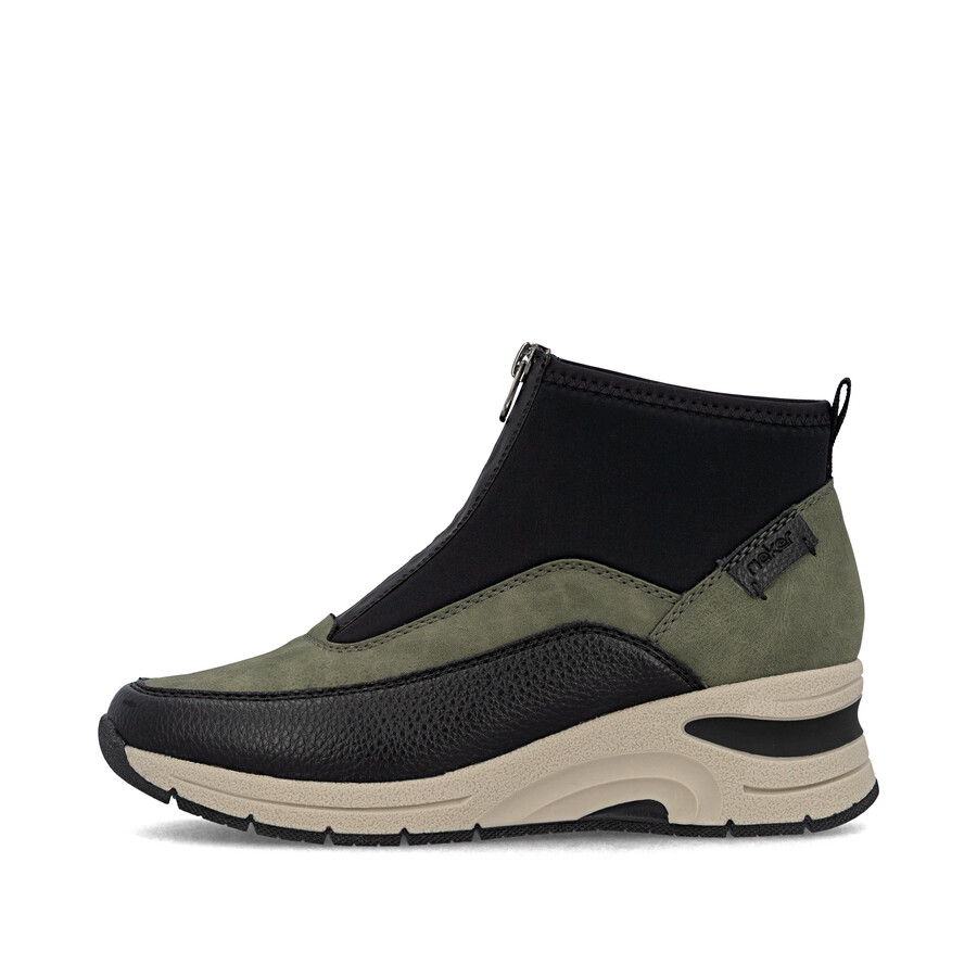 grüne damen-stiefel mit reißverschluss rieker n9362-54
